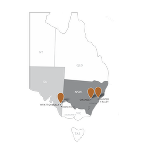 Carillion Wines vineyard locations in Australia